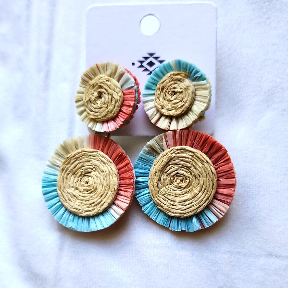 Colorful RaffiaWoven Earrings